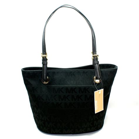 michael kors black signature tote|michael kors black signature handbag.